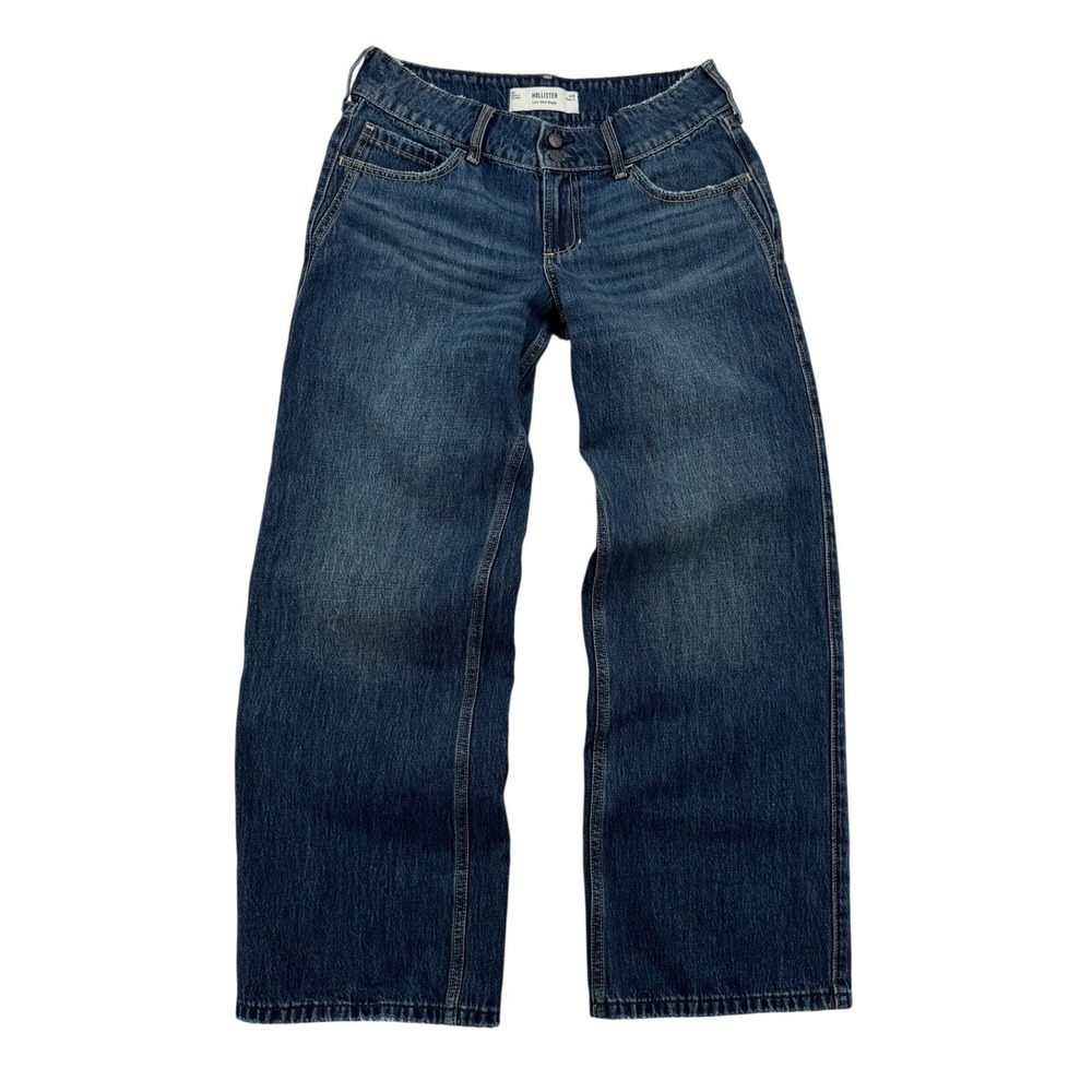 Hollister Low Rise Baggy Jeans Womens 6R W28 Dark Wash Blue Excellent Cotton